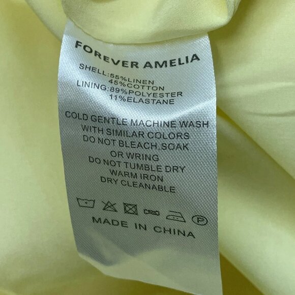 NEW FOREVER AMELIA Ruth Pleated Midi Dress Yellow Size US 20 / UK 24 | Linen - Picture 5 of 6